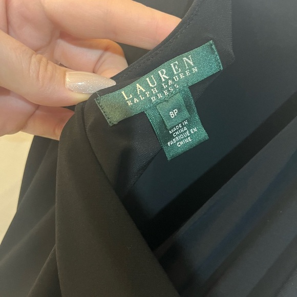 Ralph Lauren Dress Black Taffeta W/Bow Pockets V Back 8p - Picture 5 of 5